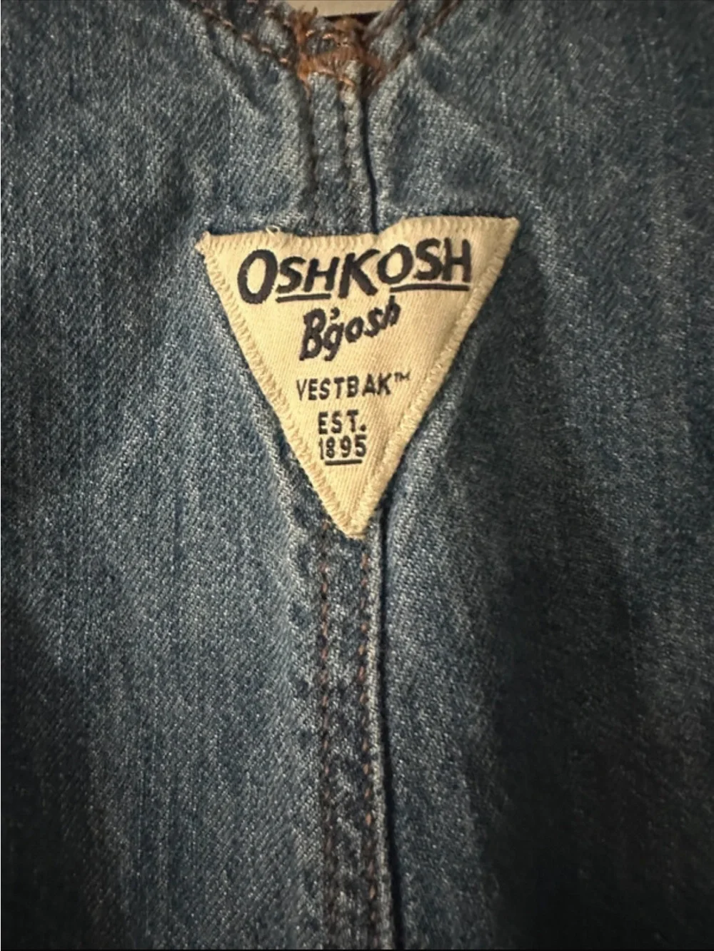 OshKosh B'gosh Blue Denim Kids Heart Pocket Overalls with Red Plaid Cuffs